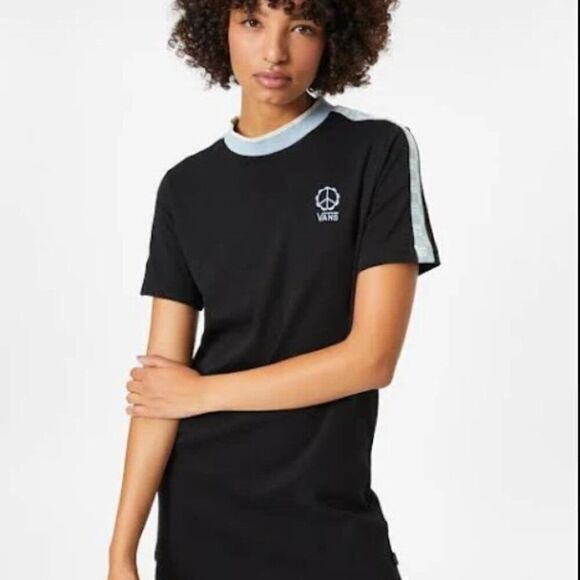 Vans Mini Black Dress Shorts Sleeved Peace Checkerboard Size L - Picture 3 of 13